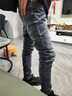 尊栩牛仔裤男修身春季新款弹力小脚网红INS复古水洗牛仔长裤男 8520蓝色 28 实拍图