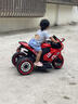 有喜娃儿童电动车摩托车男孩充电三轮车宝宝可坐可骑玩具车遥控电瓶车 红双驱12v45电瓶蓝牙早教-遥控 实拍图