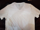 七匹狼 纯棉T恤衫男夏季打底衣短t全棉短袖透气汗衫宽松老头衫内搭小白t V.领1件装(白色)打底/外穿/居家 2XL （身高175-185/150-170斤） 实拍图