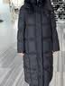 太平鸟连帽长直筒羽绒服女大农柔软轻泡芙白鸭绒 黑色 M 实拍图