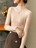 尚都比拉半高领打底衫女春秋针织衫洋气内搭慵懒风外穿上衣 燕麦色 均码 实拍图