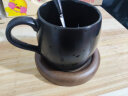 无泥（WUNI） 欧式轻奢黑色马克杯带盖勺哑光咖啡杯配底座创意简约大容量咖厅 黑色星睛杯带勺（配底座） 实拍图