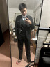 法蒙泽 西服套装男士修身商务休闲西服职业正装小西装男结婚礼服外套男 黑色单扣套装+马甲+衬衫+大礼包 2XL /180【125-140斤】 实拍图