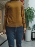恒源祥圆领针织衫女纯羊毛衫秋冬纯色套头保暖简约内搭上衣打底女装毛衣 金棕色 S /160/84A 实拍图