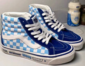 VANS范斯官方 SK8-Hi克莱因蓝棋盘格安纳海姆元气卡通风板鞋 蓝色/蓝白棋盘格 35 实拍图