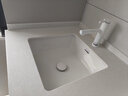 IVIENAIISH正方形平底台下盆卫生间嵌入式洗手盆单面盆小尺寸阳台陶瓷洗脸盆 平底正方形45*45+纯白抽拉龙头全套 实拍图