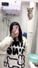 漫蔻依学院风甜美可爱小兔软糯毛衣女2025春秋新款宽松百搭针织衫学生 MX-7070L白色毛衣 S 实拍图