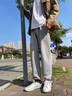 至涛裤子春夏季男休闲宽松直筒百搭阔腿束脚加绒潮牌工装大码运动长裤 灰色【抽绳】 XL( 建议110斤-130斤可穿 ) 实拍图