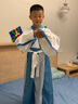 奥蒙威新款古装儿童汉服国学服男女童诗朗诵幼儿国舞台中秋演出服KJ-9 KJ-9湖蓝拼接广袖 140 实拍图