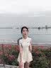 回力泳衣女士连体裙式专业游泳衣遮肚显瘦大码保守温泉泳装14006H 海盐白漾【分体底裤】 M 【建议80-90斤】 实拍图