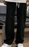 Foss Phil纯棉直筒裤子男士冬季秋款垂感黑色休闲运动卫长裤宽松阔腿裤男 潮牌718-K628黑色加绒 L 【建议130-150斤】 实拍图
