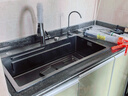 TOSO日式厨房水槽大单槽洗菜盆一体盆抗菌手工304不锈钢台上中下水池 黑色4.0集渣水槽-圆形抽拉全配置 800*460MM 实拍图