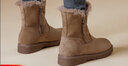 达芙妮东北防寒雪地靴女2025新款秋冬加绒加厚马丁靴女厚底防滑保暖棉鞋 卡其色 40 实拍图