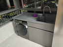 希尚可定制洗衣机柜加厚蜂窝铝切角阳台柜滚筒洗衣机伴侣石英石洗衣柜 150cm灰色右盆【白盆备注】 实拍图
