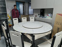 丰舍 餐桌 岩板实木餐桌椅组合现代简约家用小户型餐台可伸缩折叠饭桌 1.5米黑白色-雪山白岩板-实木椅 一桌八椅 实拍图