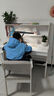久念实木书桌书架书柜一体可升降中小学生写字桌家用卧室学习桌椅套装 象牙白单桌+B款扶手椅 120*60*135cm 实拍图