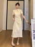 艾珠儿（Aizhuer）夏季女装2026年新款长裙国风少女新中式气质穿搭汉服旗袍连衣裙子 白色裙子 M 实拍图