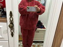 美标商场同款加厚保暖珊瑚绒睡衣套装女秋冬法兰绒外穿本命年红家居服 铁锈红 L (165/88A) 实拍图
