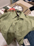 品立（PINLI）条纹短袖衬衫男2024夏季新款男装潮牌宽松休闲男士衬衣 草绿色 M170 晒单实拍图