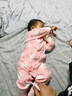 婧麒（JOYNCLEON）【带口水巾】婴儿衣服春秋款新生儿长袖哈衣纯棉连体衣 开衫爱心兔 73cm 实拍图