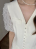 她芙（tafu）品牌女装小香风连衣裙女2024夏季新款网纱格子泡泡袖修身显瘦短裙 白色 XL 晒单实拍图