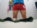 seobean希宾男士运动短裤男宽松休闲三分裤棉质吸汗透气马拉松跑步裤青年健身训练深蹲短裤潮款 红色 L 实拍图
