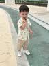 G.duck小黄鸭童装男童套装夏季薄款儿童衣服帅气小童宝宝夏装衬衫两件套 衬衫领带满印熊卡其色 80 建议6-9个月16-20斤 实拍图