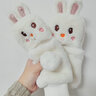 素锦初澜可爱兔子冬季手套女学生露指两用手套冬天保暖卡通翻盖礼物送女友 奶白色 实拍图