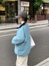 花田衣亩羽绒服女2024新款秋冬季圆领轻薄宽松中长款慵懒风外套90%白鸭绒 蓝色 90%鸭绒圆领 L#推荐体重（105-150斤） 实拍图