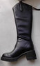 达芙妮长筒靴女厚底英伦风骑士靴不过膝加绒女鞋子4023605005 绒黑 37 实拍图