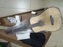 雅萨特奥民谣单板木吉他新手入门初学者云杉木吉他男女学生旅行乐器练习 38英寸圆角原木色（大礼包） 实拍图
