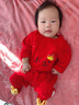 启芽（YAUP）满月宝宝衣服春秋套装红色初生婴儿连体衣女公主纯棉男孩百天冬季 小公主【春秋长袖】带帽袜 59cm 【满月礼】0-3个月/8-12斤 实拍图