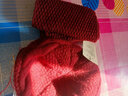 GLO-STORY中老年人帽子女妈妈针织鸭舌帽加厚围巾保暖兔毛线帽  酒红麻花纹 实拍图