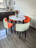 启励洽谈桌椅组合阳台休闲圆桌奶茶店小餐桌办公室商务会客接待谈判桌 80白色圆桌 橙白皮椅(一桌四椅) 实拍图