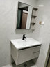 意洁利浴室柜组合不锈钢门洗脸盆柜蜂窝铝洗漱台陶瓷一体盆洗手盆柜组合 N818-80cm双门浅灰+普通单门镜柜 配黑色龙头下水角阀 实拍图