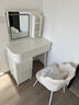 度曼尼（DUMANNI）奶油风梳妆台卧室现代简约小户型实木化妆台桌斗柜书桌镜子一体 奶油白80桌+收纳柜+镜+花瓣椅 整装 实拍图