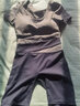 徽昂运动套装女瑜伽服跑步健身服速干衣拼色t恤含胸垫短袖五分裤蓝L 实拍图