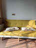 欧柏盛布艺沙发床简约新款科技布猫爪皮双三四人可折叠客厅小户型出租房 黄色+米白(亲肤棉麻布) 三人位 1.7m *宽0.95米）+抱枕 实拍图