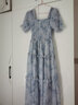 LISCN茶里茶气碎花连衣裙子女装夏季2026新款法式收腰长裙仙气超仙森系 蓝色碎花裙 M 95-108斤 实拍图