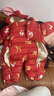贝肽斯婴儿衣服宝宝连体衣保暖外出棉服冬季加绒加厚夹棉连帽哈衣 红色福满堂 80 实拍图