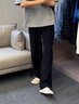 杉努裤子男士秋冬季加绒加厚直筒宽松休闲拖地学生阔腿百搭垂坠西长裤 九分裤1216JR黑色（加绒款） XL （建议125-145斤） 实拍图