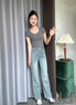 德莉娅2026年新款春季浅色阔腿牛仔裤女窄版百搭刺绣设计韩版直筒裤女裤 浅蓝色/九分 L (28) 【建议110-120斤】 实拍图