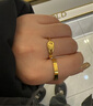 中国黄金（CHINA GOLD）黄金戒指光面钻纹硬金素圈戒指情侣对戒金戒指生日礼物女 14圈号/约1.53g 实拍图