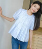 UR夏季新款女装时尚多巴胺娃娃衫短袖罩衫衬衫UWU240062 天蓝 L 实拍图