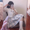 凡小如jk制服套装女夏季百褶裙日系甜美学院风a字高腰半身裙小个子全套 柠檬海盐格裙+刺绣白短衬衫+领结 S 【建议80-95斤】 实拍图