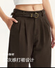 森马（Semir）休闲裤女纯棉打褶阔腿裤腰带秋复古磨毛长裤显腿长101524127005A 实拍图