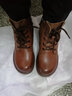 牧言（MUYAN）头层牛皮短靴女2025冬季新款女鞋平底马丁靴皮鞋加绒棉鞋真皮靴子 棕色【加绒款】WZZM233355 37 实拍图