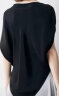 帕罗（PALUOPO）91%桑蚕丝不对称短袖T恤女蝙蝠袖真丝新款一字领春夏半袖上装衣服 黑 M(160/84A) 晒单实拍图