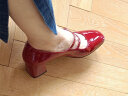 拔佳（Bata）【林允同款】玛丽珍单鞋女春秋商场新款洛丽塔中跟软底AHA07AQ3 红色（新） 37 晒单实拍图