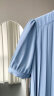 颜域新中式女装连衣裙2024新款夏装优雅气质百褶裙短袖中长款裙子 蓝色 XL/42 晒单实拍图